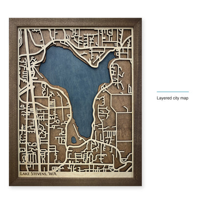 Lake Stevens, Washington Wood Map — style-labeled photo [MC20261006 q1498 dac572a0cb81]