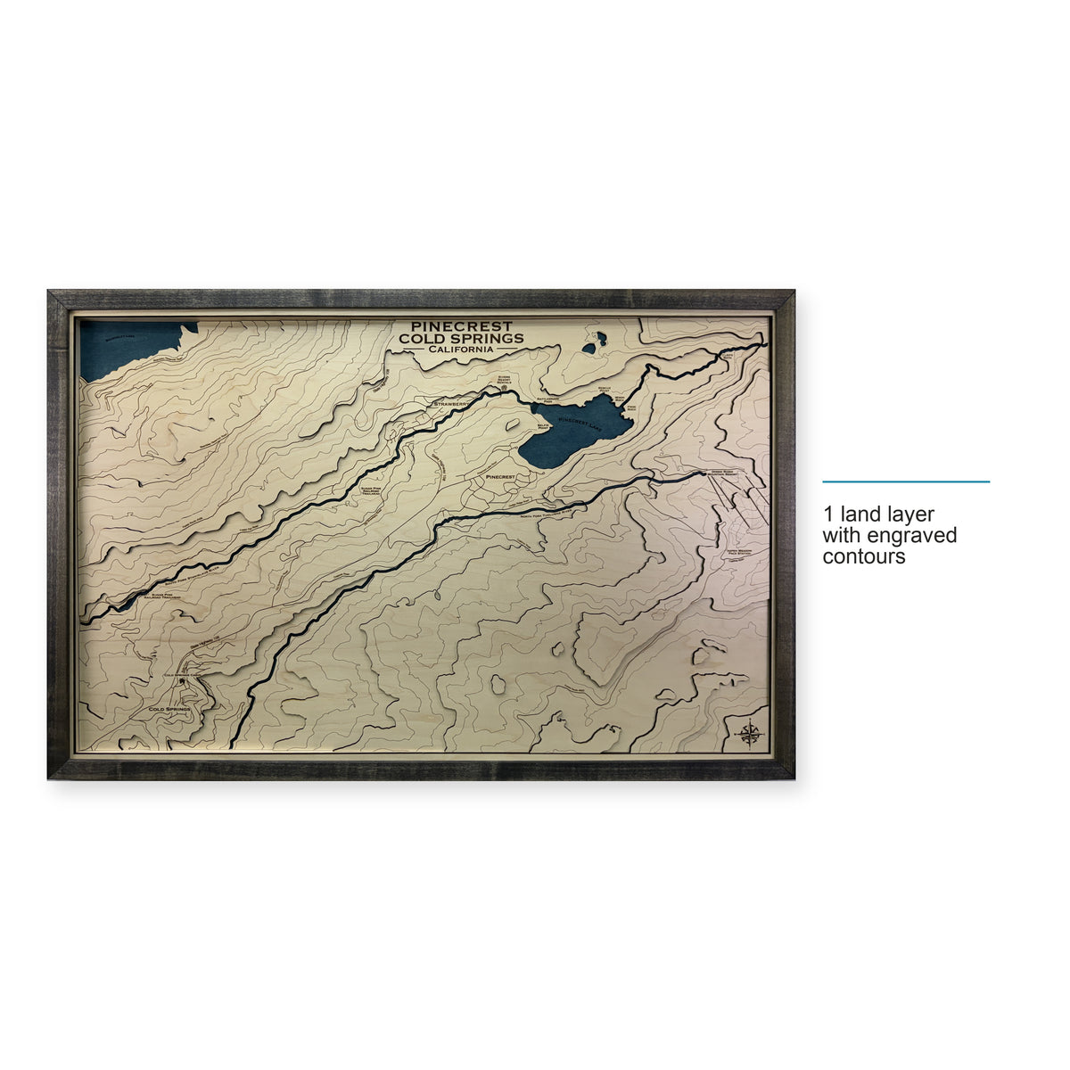 Pinecrest and Cold Springs, California Topographic Wood Map — style-labeled photo [MC20261006 q1502 a0c0c0967e3e]