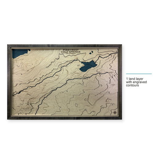 Pinecrest and Cold Springs, California Topographic Wood Map — style-labeled photo [MC20261006 q1502 a0c0c0967e3e]