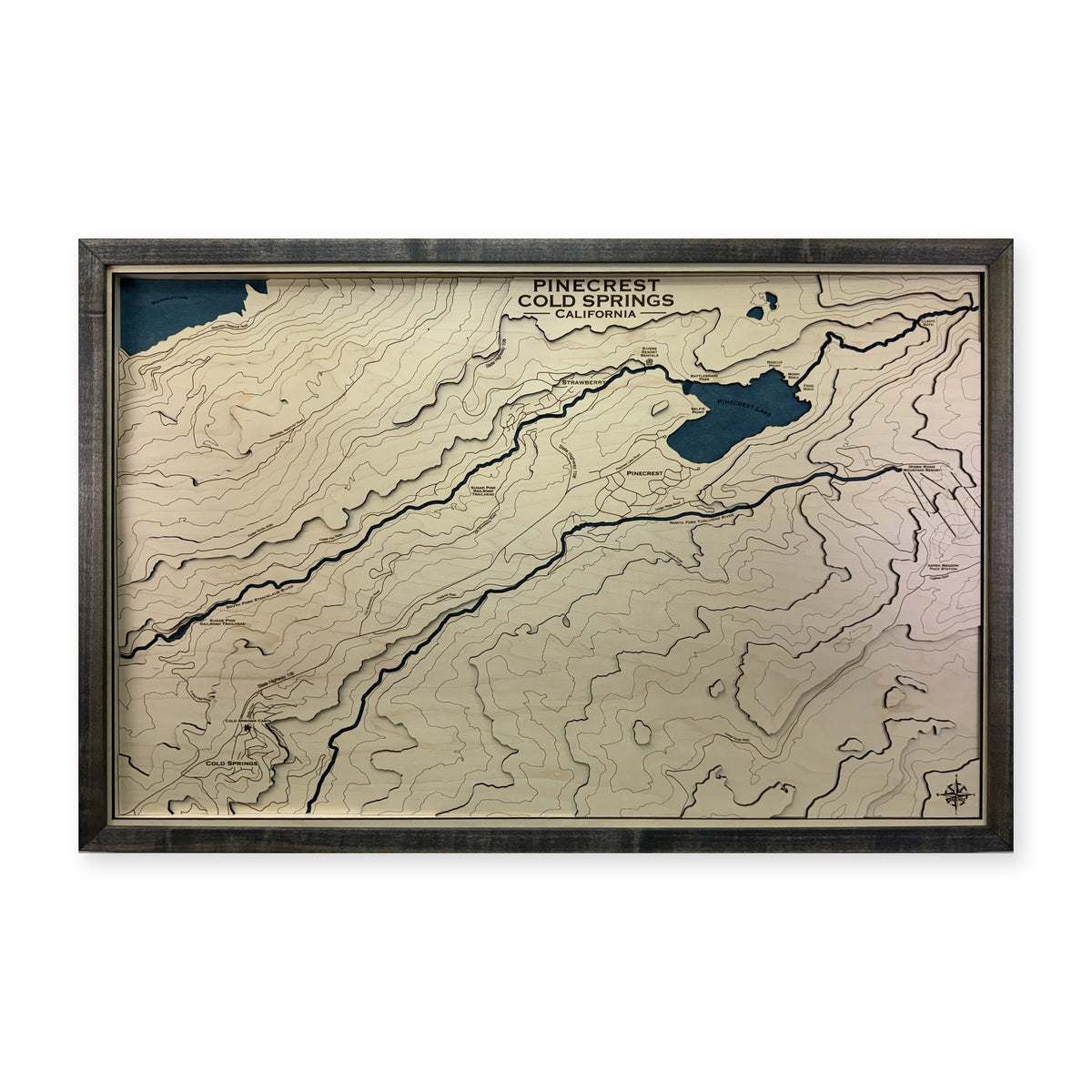Pinecrest and Cold Springs, California Topographic Wood Map — plain-background photo [MC20261006 q1502 2da2609207b2]