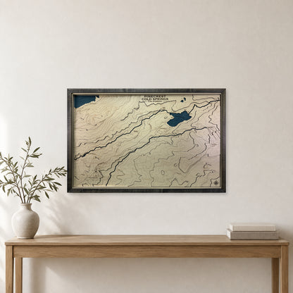 Pinecrest and Cold Springs, California Topographic Wood Map — room mockup [MC20261006 q1502 77aaa6ad9cac]