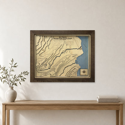Ed Z’berg Sugar Pine Point State Park Wood Map — room mockup [MC20261006 q1514 9f9b5fd6ace4]