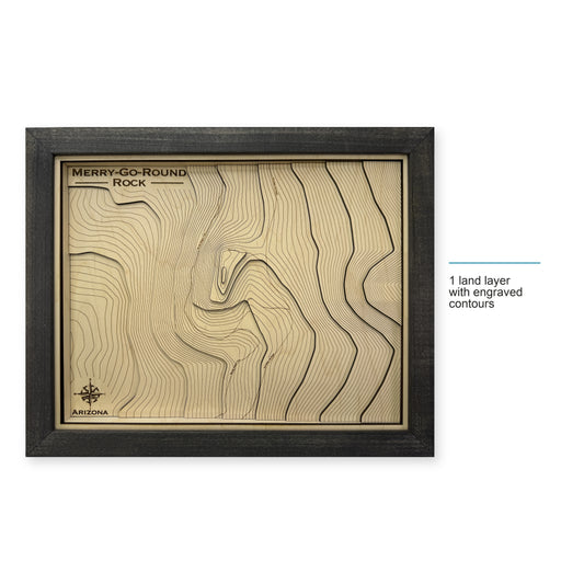 Merry-Go-Round Rock, Arizona Topographic Wood Map — style-labeled photo [MC20261006 q1525 28575375d09a]