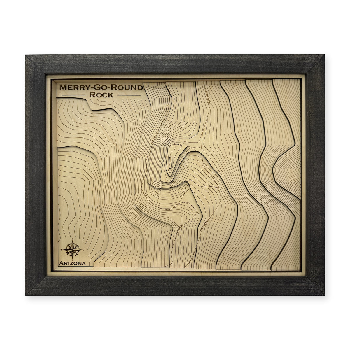 Merry-Go-Round Rock, Arizona Topographic Wood Map — plain-background photo [MC20261006 q1525 0d028e86666b]