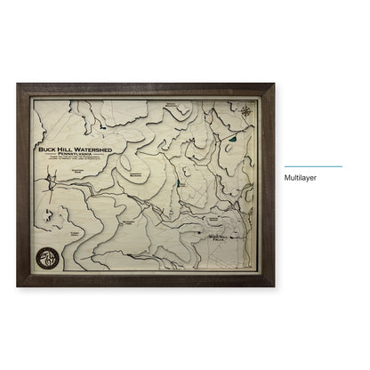 Buck Hill Watershed, Pennsylvania Topographic Wood Map — style-labeled photo [MC20261006 q1527 550e709614eb]