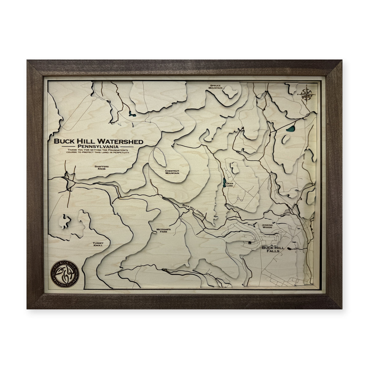 Buck Hill Watershed, Pennsylvania Topographic Wood Map — plain-background photo [MC20261006 q1527 31c7dd54cde0]