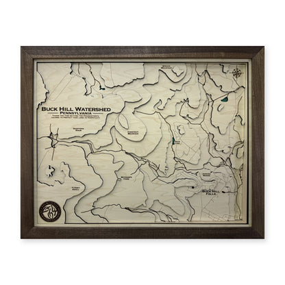 Buck Hill Watershed, Pennsylvania Topographic Wood Map — plain-background photo [MC20261006 q1527 31c7dd54cde0]