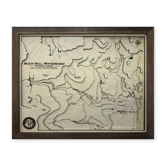 Buck Hill Watershed, Pennsylvania Topographic Wood Map — plain-background photo [MC20261006 q1527 31c7dd54cde0]