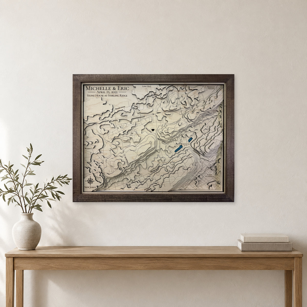 Watchung and Stirling Ridge, New Jersey Topographic Wood Map — room mockup [MC20261006 q1571 5466217c5aea]