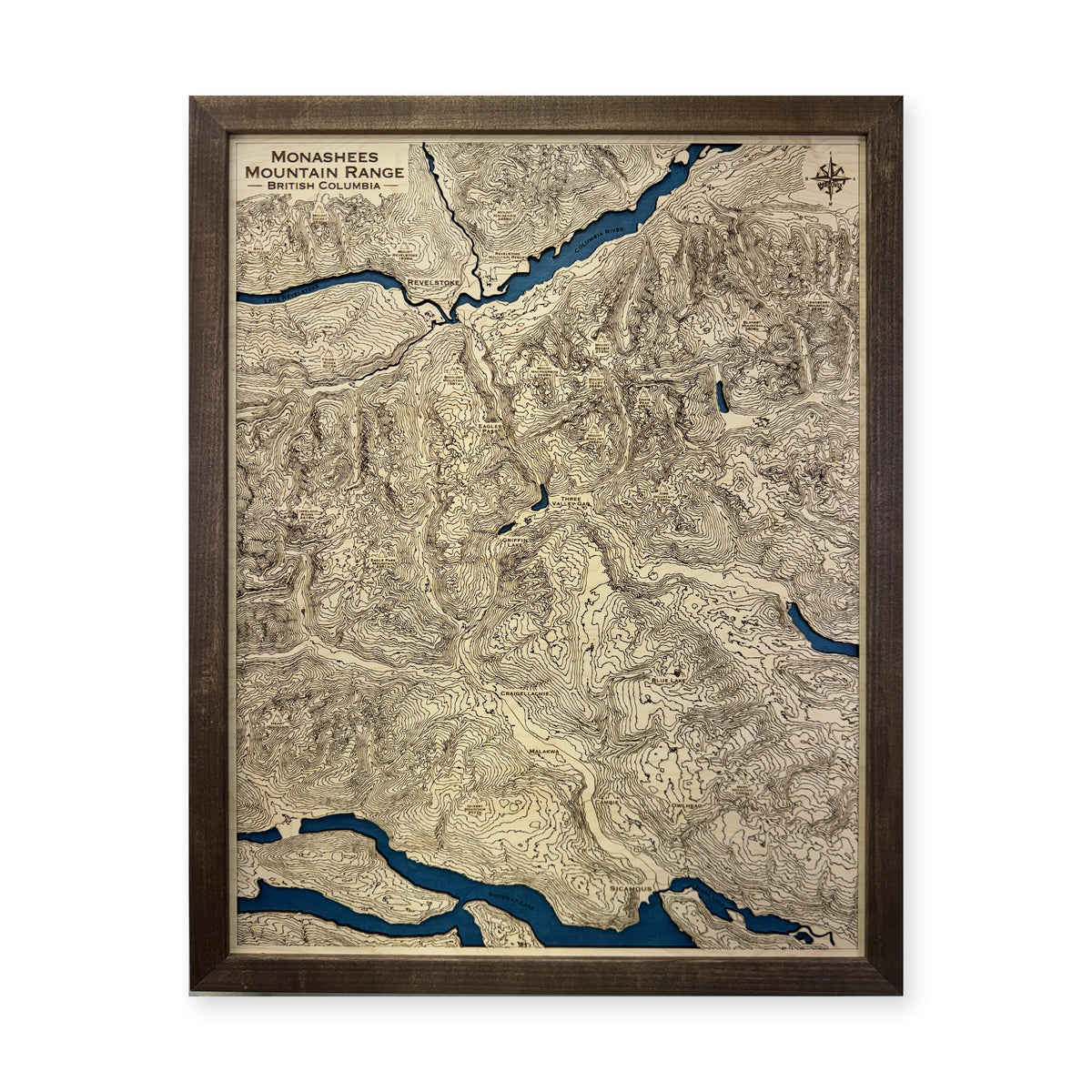 Monashees Mountain Range, British Columbia Topographic Wood Map — plain-background photo [MC20261006 q1577 96e5f3dde8d7]