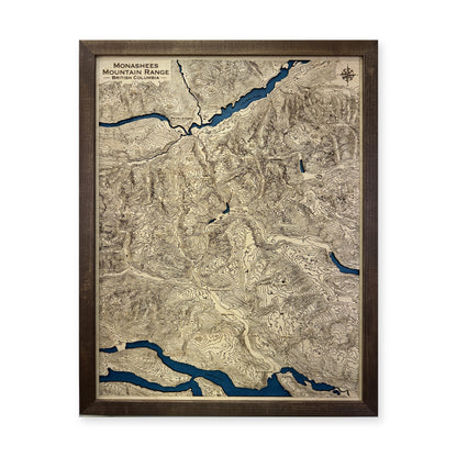 Monashees Mountain Range, British Columbia Topographic Wood Map — plain-background photo [MC20261006 q1577 96e5f3dde8d7]
