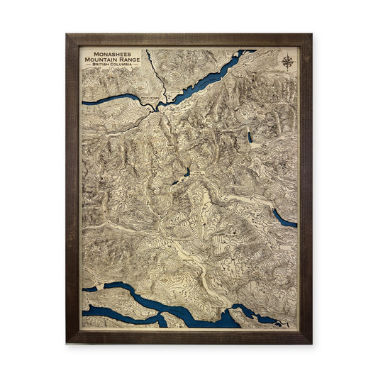 Monashees Mountain Range, British Columbia Topographic Wood Map — plain-background photo [MC20261006 q1577 96e5f3dde8d7]