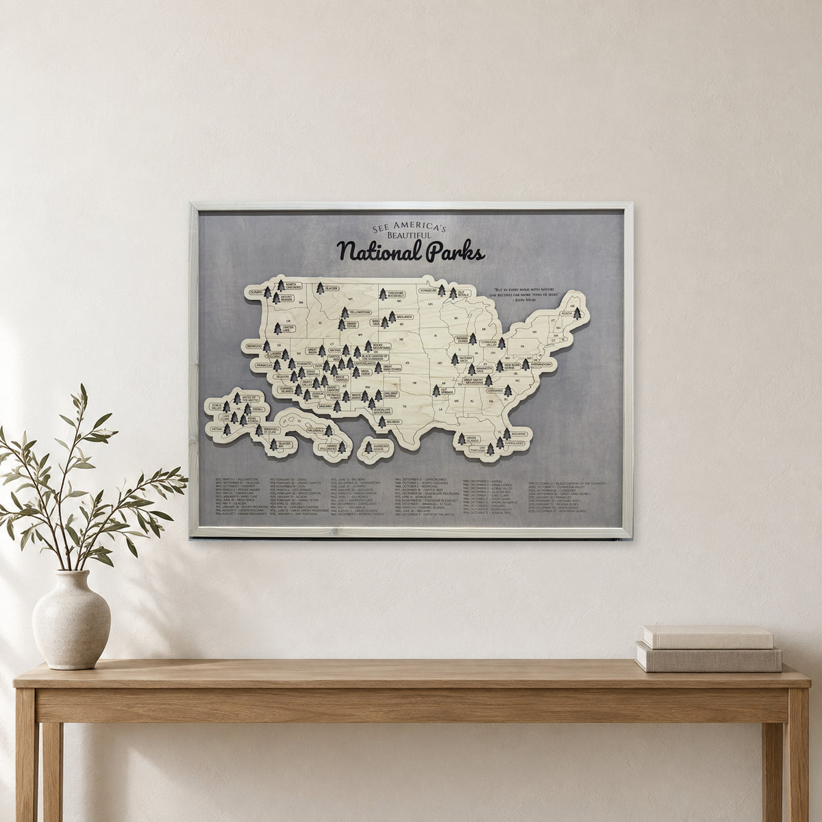 National Park Travel Map — room mockup [MC20261006 q1610 4762a3c92b03]