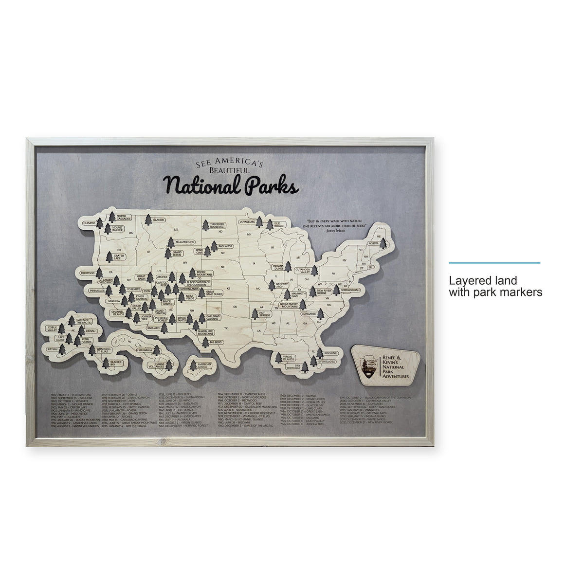 National Parks Renee and Kevin Gray Travel Map — style-labeled photo [MC20261006 q1613 459e3f1ef84e]