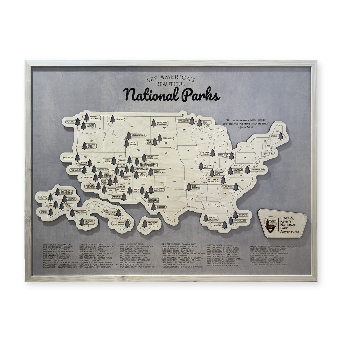 National Parks Renee and Kevin Gray Travel Map — Layered land with park markers main photo [MC20261006 q1613 765789e623c7]