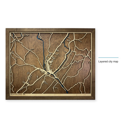 Huntingdon, Pennsylvania Wood City Map — style-labeled photo [MC20261006 q1631 2f16f250aa1c]