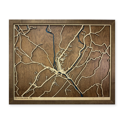 Huntingdon, Pennsylvania Wood City Map — plain-background photo [MC20261006 q1631 f456eaf89db7]