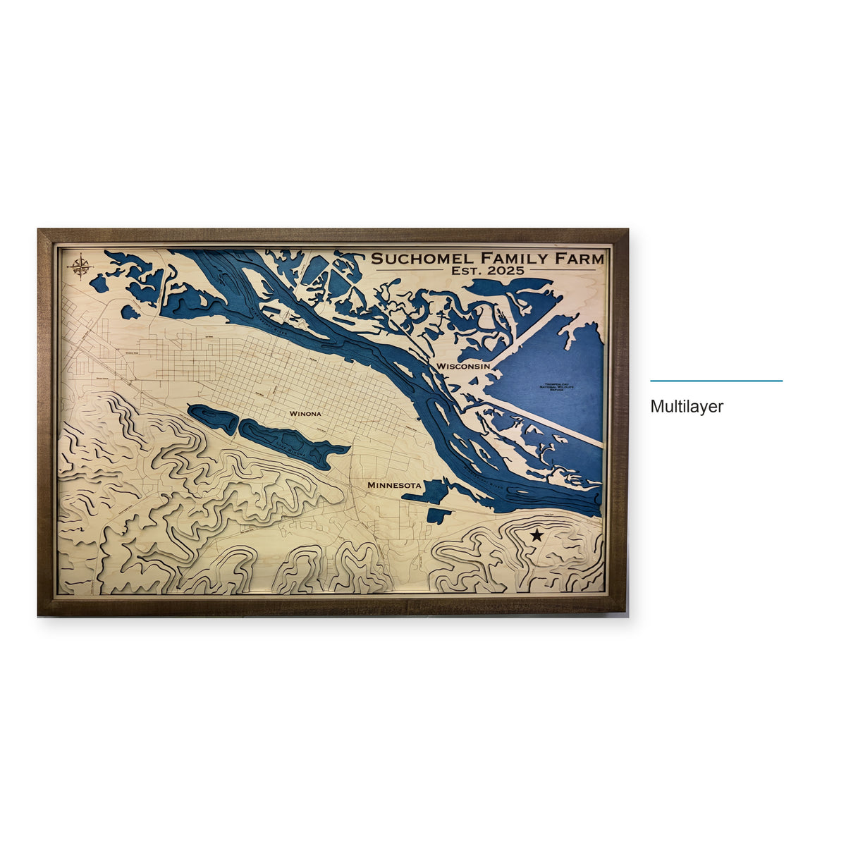 Winona, Minnesota and Wisconsin Topographic Wood Map — style-labeled photo [MC20261006 q1665 daf4c03a992d]