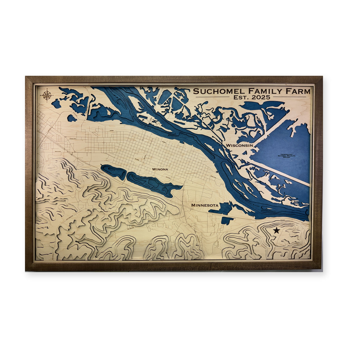 Winona, Minnesota and Wisconsin Topographic Wood Map — plain-background photo [MC20261006 q1665 edf419edaaad]