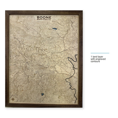 Boone, North Carolina Topographic Wood Map — style-labeled photo [MC20261006 q1719 37e9af7e48f0]