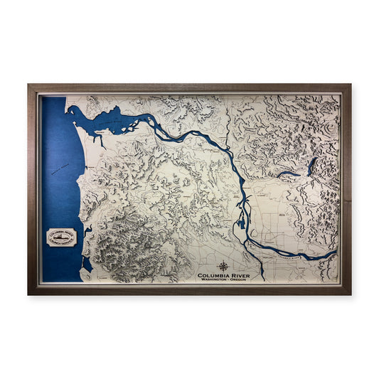 Columbia River, Washington and Oregon Topographic Wood Map — plain-background photo [MC20261006 q1739 e4d8d125cd65]