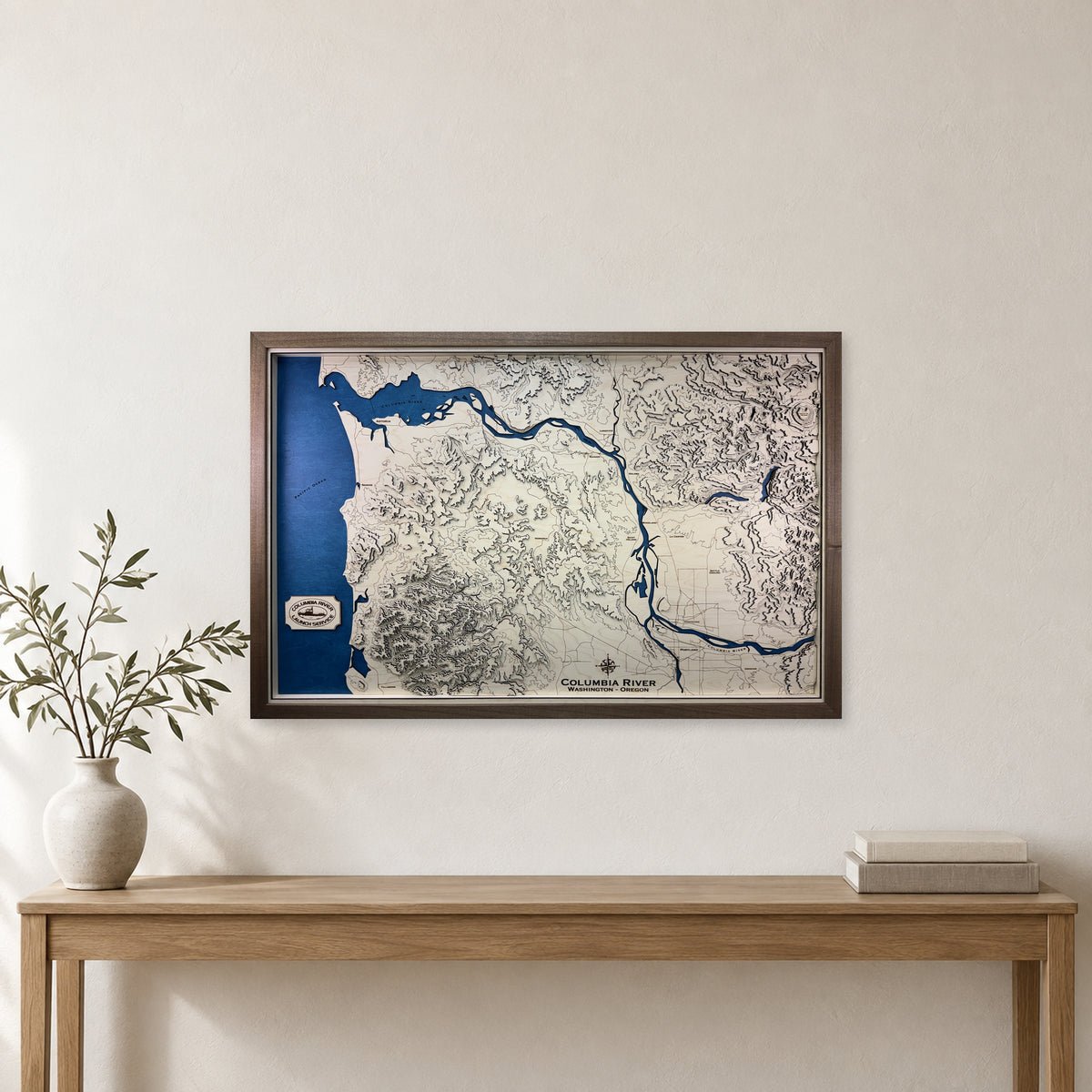 Columbia River, Washington and Oregon Topographic Wood Map — room mockup [MC20261006 q1739 624ea2fa2ae8]