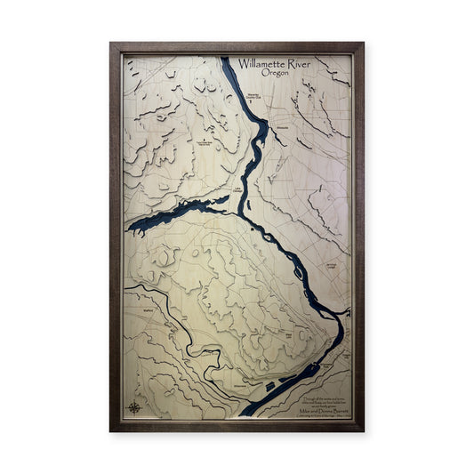 Willamette River, Oregon Topographic Wood Map — plain-background photo [MC20261006 q1744 cf9e7ee9ee07]