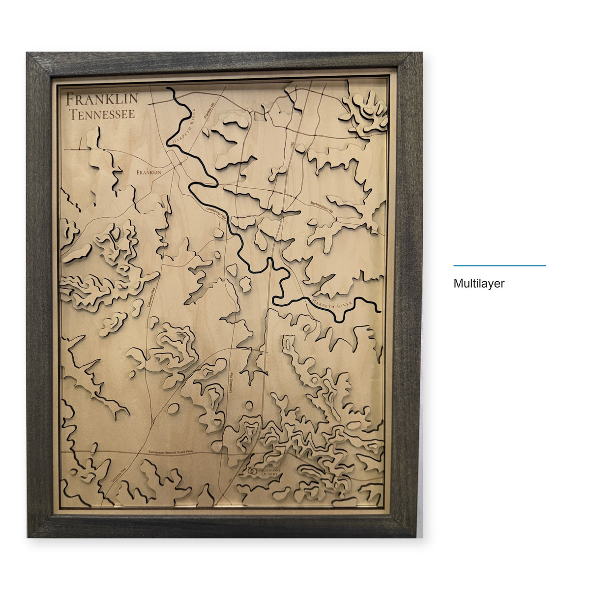 Franklin, Tennessee Topographic Wood Map — style-labeled photo [MC20261006 q1799 8982bace7e8b]