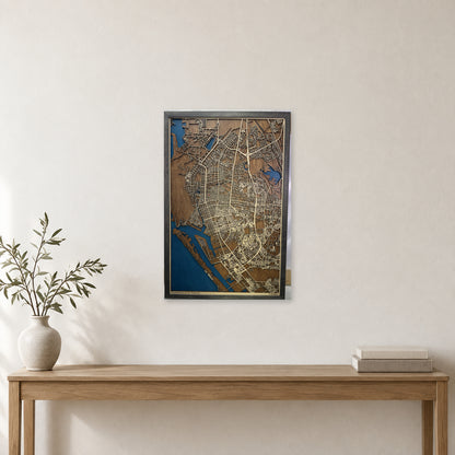 Kaohsiung, Taiwan Wood City Map — room mockup [MC20261006 q1823 c909d5a8172d]