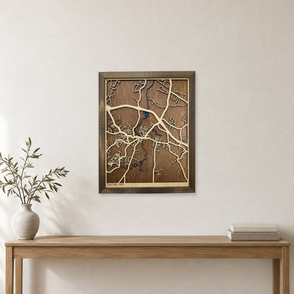 Exeter, New Hampshire Wood City Map — room mockup [MC20261006 q1888 f17c414097c3]