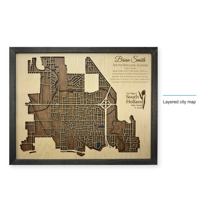 South Holland, Illinois Wood City Map — style-labeled photo [MC20261006 q1910 c2520aa52125]