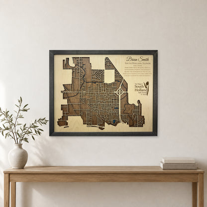 South Holland, Illinois Wood City Map — room mockup [MC20261006 q1910 b30b5a3c396d]