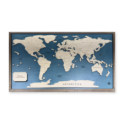World Adventures Walnut Wood Travel Map — Raised-land travel map main photo [MC20261006 q1912 3afafe235458]