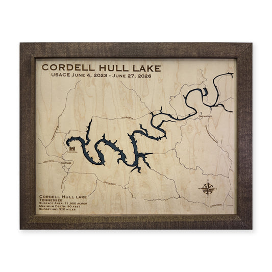 Cordell Hull Lake, Tennessee Wood Map — plain-background photo [MC20261006 q1993 b43679e8f6b2]