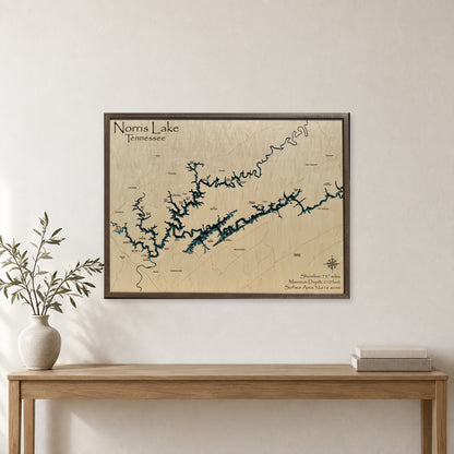 Norris Lake Tennessee Walnut Square Plain Script Multilayer Wood Map — room mockup [MC20261006 q2001 20ee2f56ab28]