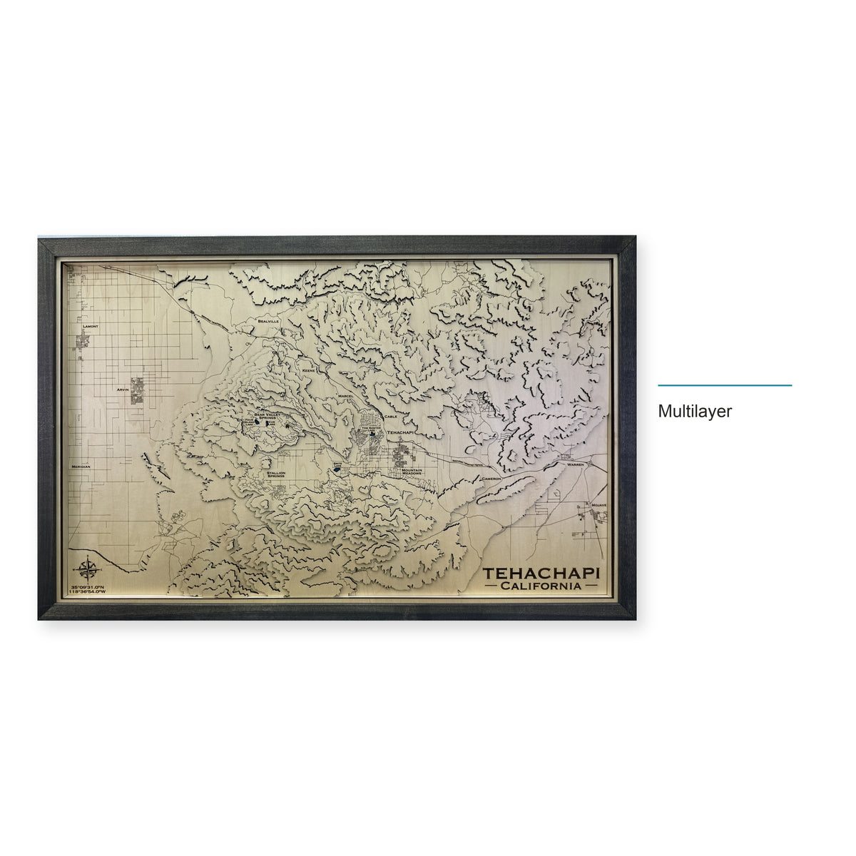 Tehachapi, California Topographic Wood Map — style-labeled photo [MC20261006 q2012 a5341fa6219e]