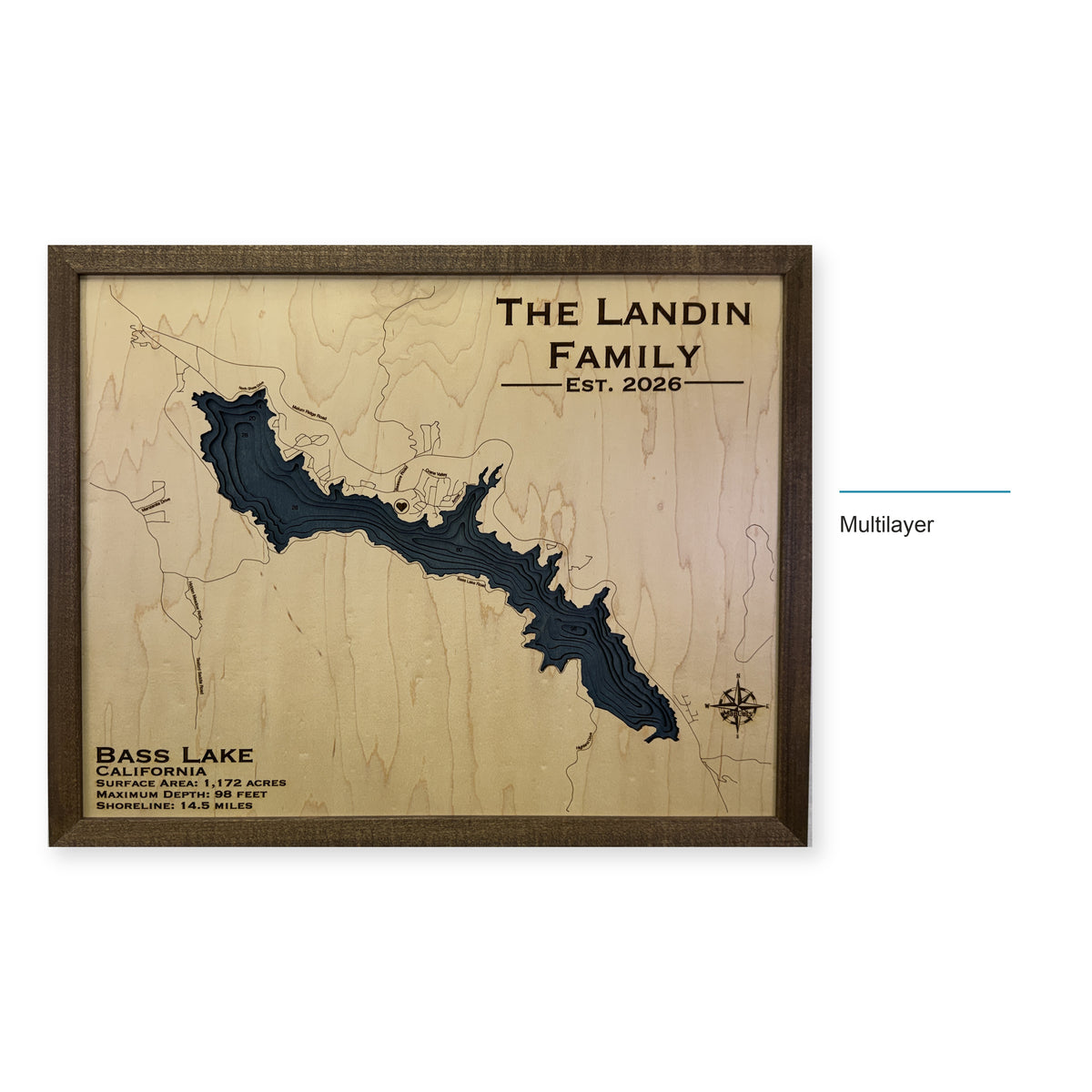 Bass Lake, California Wood Map — style-labeled photo [MC20261006 q2021 8a285e5c94ba]