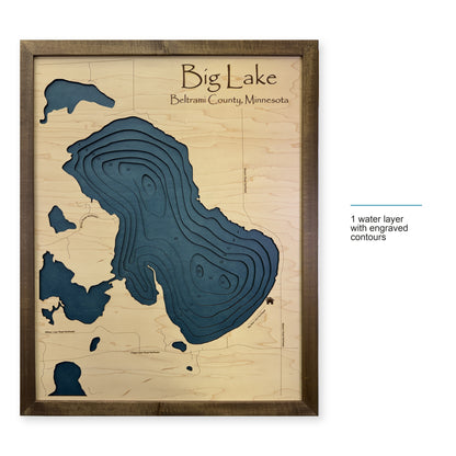 Big Lake, Beltrami County, Minnesota Wood Map — style-labeled photo [MC20261006 q2025 e472cbb1c395]