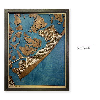 Brigantine New Jersey Charcoal Tall Raised Streets Wood Map — style-labeled photo [MC20261006 q2038 93830cc5ded9]
