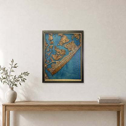 Brigantine New Jersey Charcoal Tall Raised Streets Wood Map — room mockup [MC20261006 q2038 00e25b55255f]