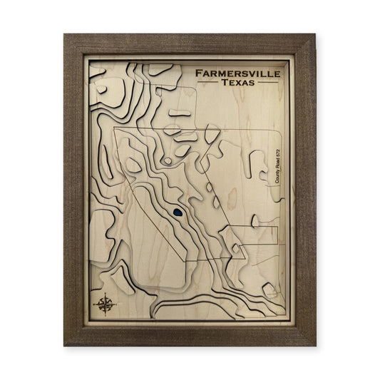 Farmersville, Texas Topographic Wood Map — plain-background photo [MC20261006 q2046 8351e5c2854d]