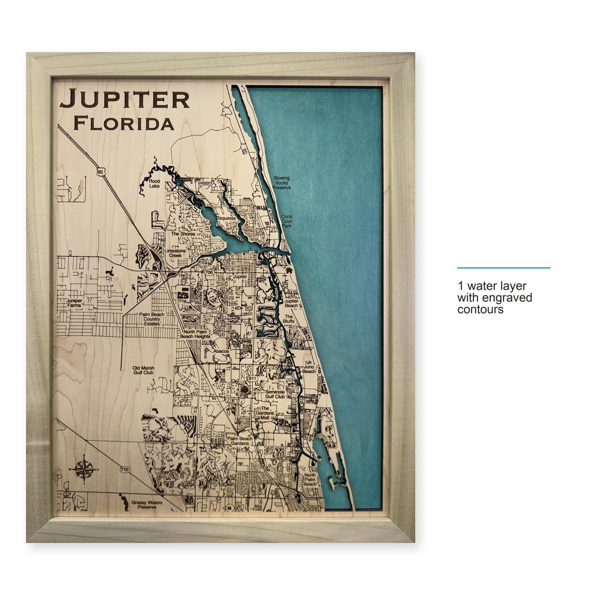 Jupiter, Florida Wood Map — style-labeled photo [MC20261006 q2050 4e762a6a074f]