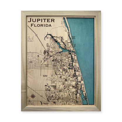 Jupiter, Florida Wood Map — plain-background photo [MC20261006 q2050 7fc53c5c7093]