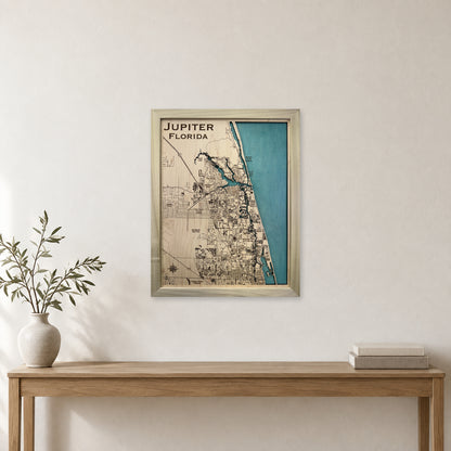 Jupiter, Florida Wood Map — room mockup [MC20261006 q2050 b750bf523f82]