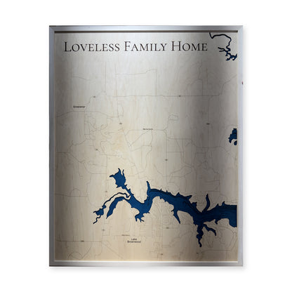 Lake Brownwood Texas Loveless Family Natural Tall Multilayer Wood Map — Multilayer water main photo [MC20261006 q2056 f032eb64eb12]