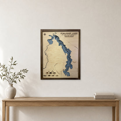 Pimushe Lake, Minnesota Wood Map — room mockup [MC20261006 q2071 49ea16ebaa51]