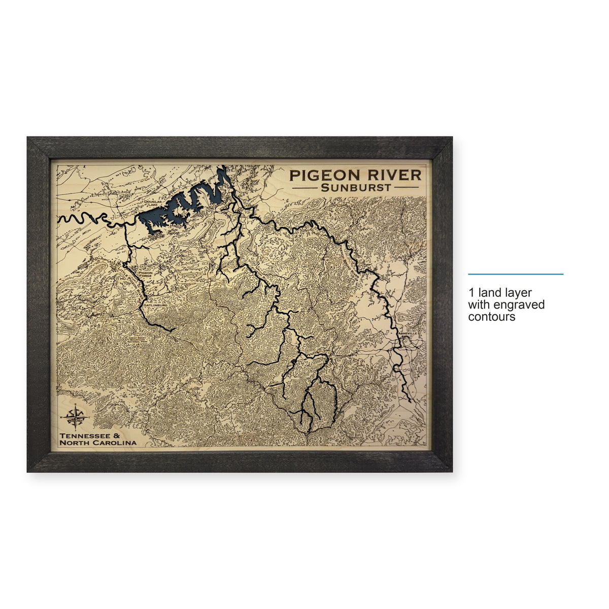 Pigeon River, Tennessee and North Carolina Topographic Wood Map — style-labeled photo [MC20261006 q2078 3c31b7e15957]