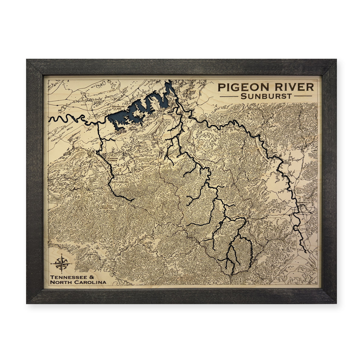 Pigeon River, Tennessee and North Carolina Topographic Wood Map — plain-background photo [MC20261006 q2078 9d7e75c25693]