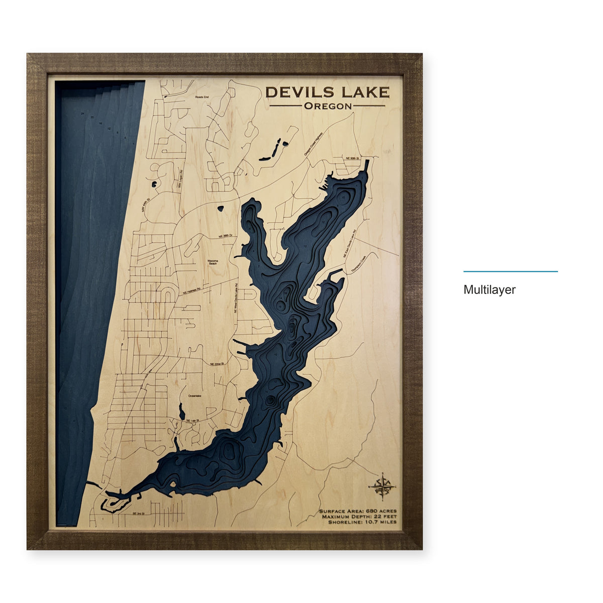 Devils Lake, Oregon Wood Map — style-labeled photo [MC20261006 q2079 56bdb8a40b0b]
