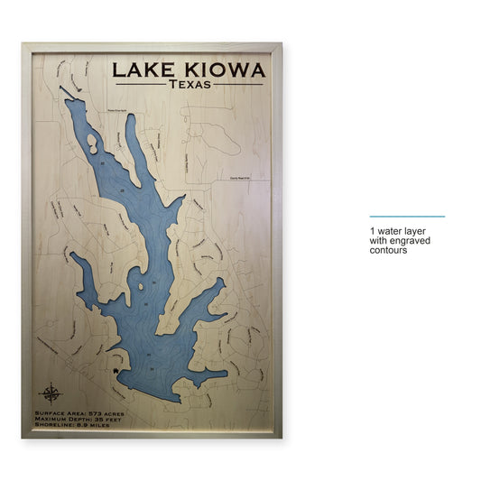 Lake Kiowa, Texas Wood Map — style-labeled photo [MC20261006 q2080 f29bb442958e]